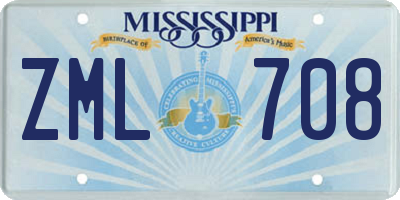 MS license plate ZML708