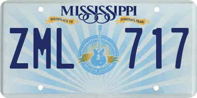 MS license plate ZML717
