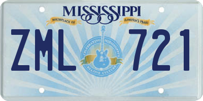 MS license plate ZML721