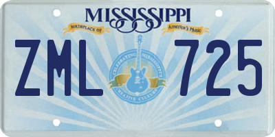 MS license plate ZML725