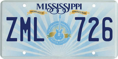 MS license plate ZML726