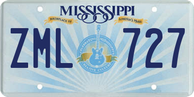 MS license plate ZML727