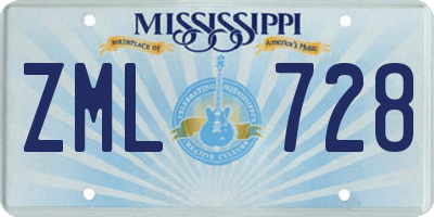 MS license plate ZML728