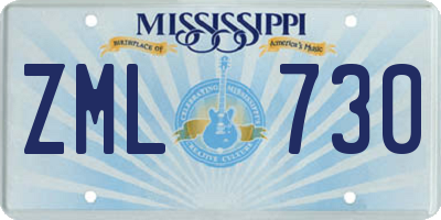 MS license plate ZML730