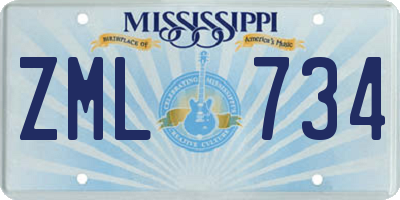 MS license plate ZML734