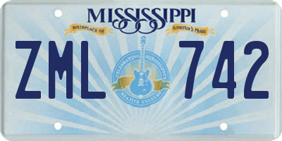 MS license plate ZML742