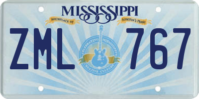 MS license plate ZML767