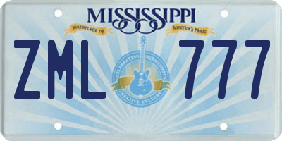 MS license plate ZML777