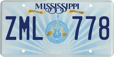 MS license plate ZML778