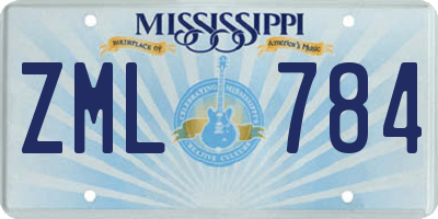 MS license plate ZML784