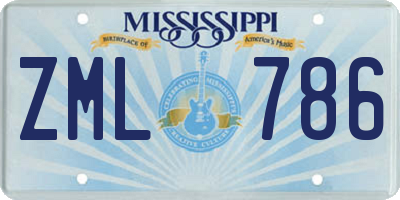 MS license plate ZML786