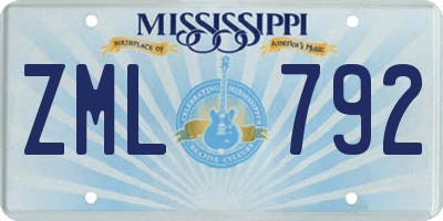 MS license plate ZML792