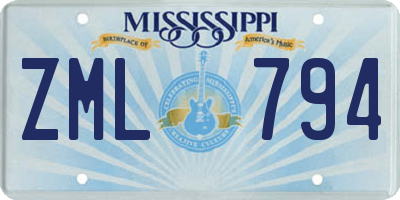 MS license plate ZML794