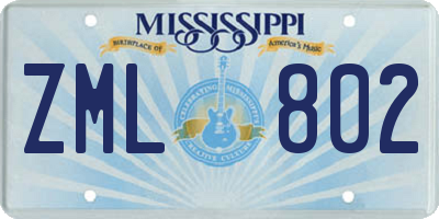 MS license plate ZML802