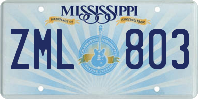 MS license plate ZML803