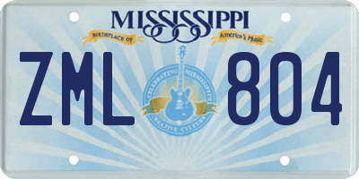 MS license plate ZML804
