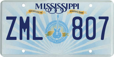 MS license plate ZML807