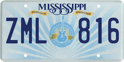 MS license plate ZML816