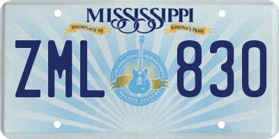 MS license plate ZML830