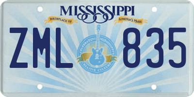 MS license plate ZML835
