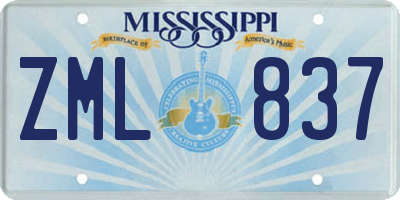 MS license plate ZML837