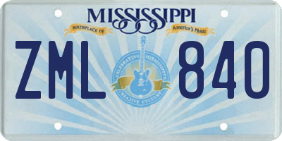 MS license plate ZML840
