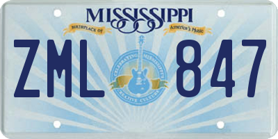 MS license plate ZML847