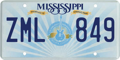 MS license plate ZML849