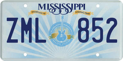 MS license plate ZML852