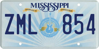 MS license plate ZML854