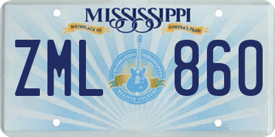 MS license plate ZML860