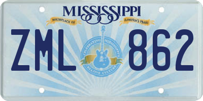 MS license plate ZML862