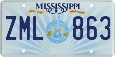 MS license plate ZML863