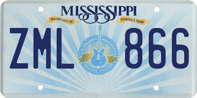 MS license plate ZML866