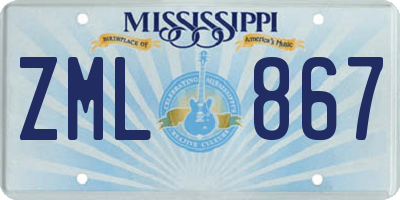 MS license plate ZML867