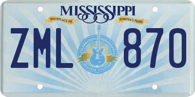 MS license plate ZML870