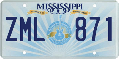 MS license plate ZML871