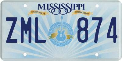 MS license plate ZML874