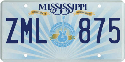 MS license plate ZML875