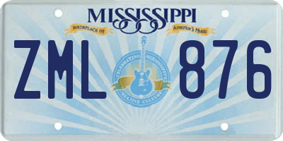 MS license plate ZML876