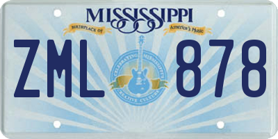 MS license plate ZML878