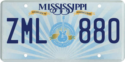 MS license plate ZML880