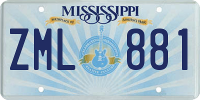 MS license plate ZML881