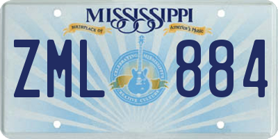 MS license plate ZML884