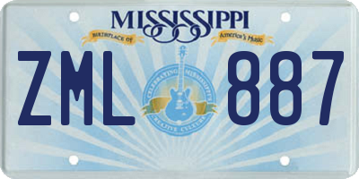 MS license plate ZML887