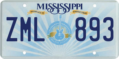 MS license plate ZML893