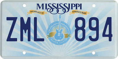 MS license plate ZML894
