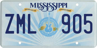MS license plate ZML905