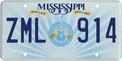 MS license plate ZML914