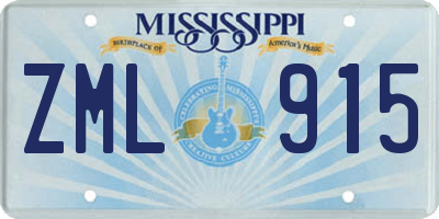 MS license plate ZML915